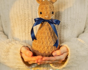 Alpine Stitch Crochet Pattern, Easter Bunny Plushie, Rabbit Amigurumi, DIY Farmhouse Decor (PDF Download)