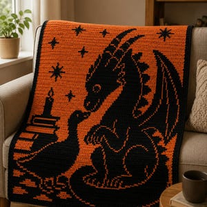 The Goose Who Tamed the Dragon, Overlay Mosaic Crochet Blanket Pattern. Goose and Dragon Digital Download PDF