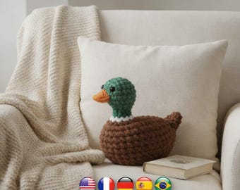 Crochet Mallard Duck Pattern, Chunky Amigurumi Plushie (PDF Download)
