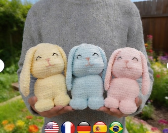 Pastel Easter Bunny Snuggler, Rabbit Plushie, Huggable Bunny, Rabbit Pillow  (PDF Download)