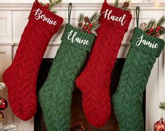 Bas de Noël brodés personnalisés pour la famille 2026 Bas de Noël en tricot Bas de Noël pour la famille Cadeaux de famille Cadeau de Noël