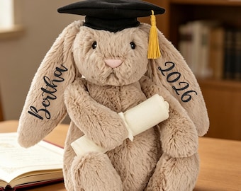 Graduierung Abschluss Bunny Plüschtier,College Abschlussfeier Geschenk,College Abschlussfeier Plüschtier,Stickerei Abschlussfeier Bunny PlüschtierAbschluss Geschenk