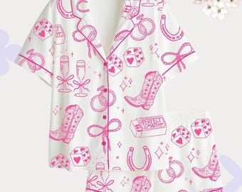 Pijama vaquero rosa para mujer, ideal para despedida de soltera vaquera