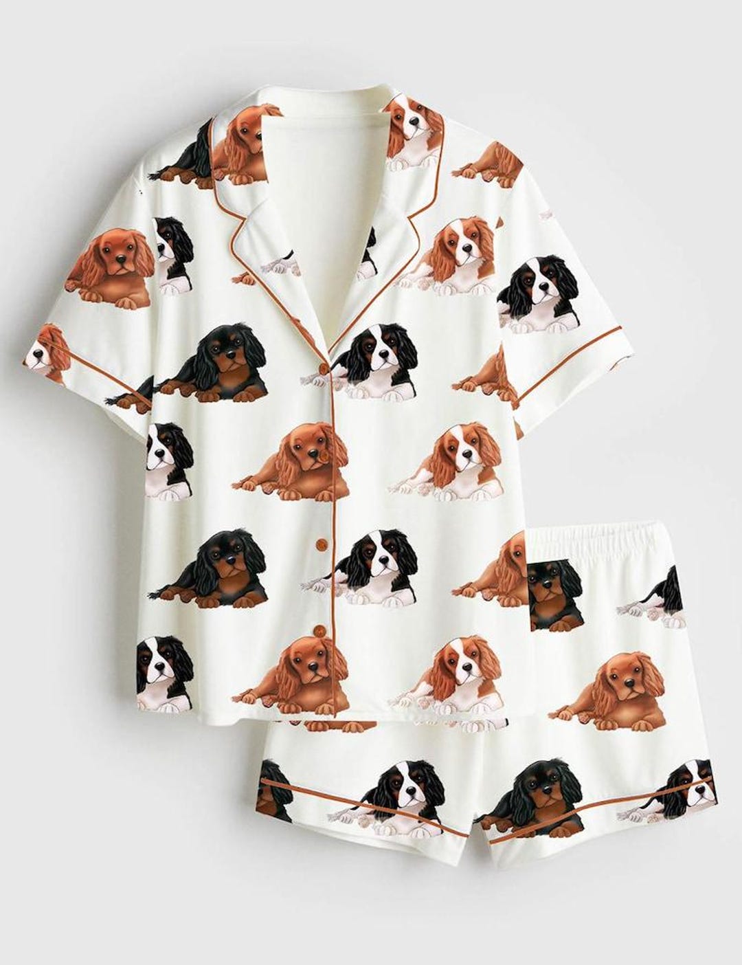 Spaniel Set Cavalier King Charles Spaniel Pajama Set, Women's Satin Pjs, Dog Lover ...
