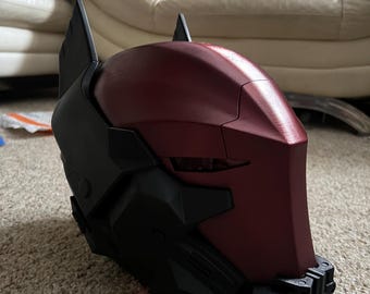 Red hood Arkham Knight helmet. Painted and 3d printed ready to wear.