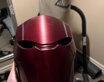 Red hood A injustice HELMET . FLASH SALE! only 1 available. Fits 23-24 inch head. Painted and 3d printed ready to wear.