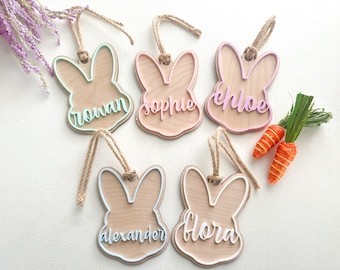 Easter basket tag with easter bunny personalized with name for girls or boys