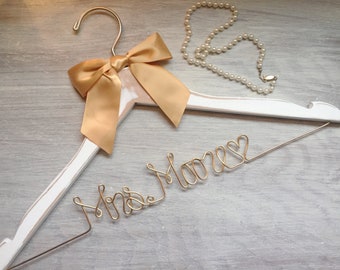 Bridesmaid Dress Hanger, Wedding Hanger, Bridal Hanger, Dress Hanger Wire, Personalized Custom Wedding Hanger, Mrs Hanger, Mrs Name Hanger