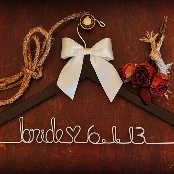 Custom Wedding Dress Hanger - CHERRY- personalized with Bride & Groom's names