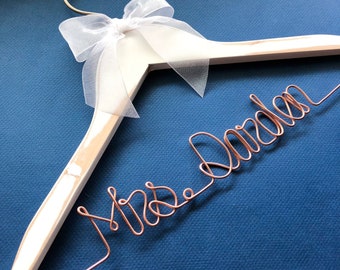 Wedding Dress, Bridal Shower Gift, Gift for Bride, Wedding Hanger, Shower Gift, Custom Dress Hanger, Bridesmaid, Unique Shower Gift, 14