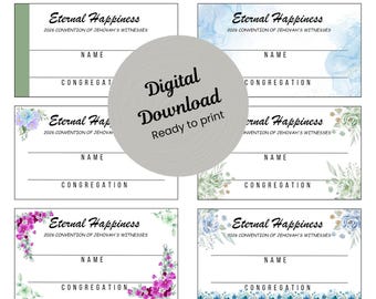 Eternal Happiness Convention Name Badges – Printable JW Regional Name Tags (Digital Download)