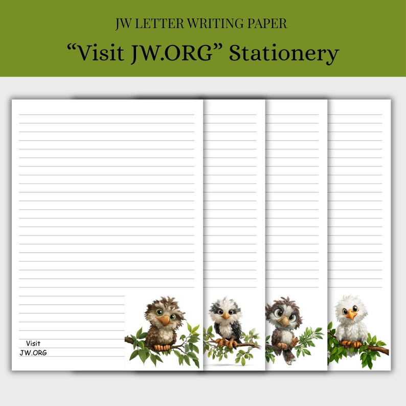 JW Letter Writing Paper - Owl Stationery (A4/US Letter, Printable ...