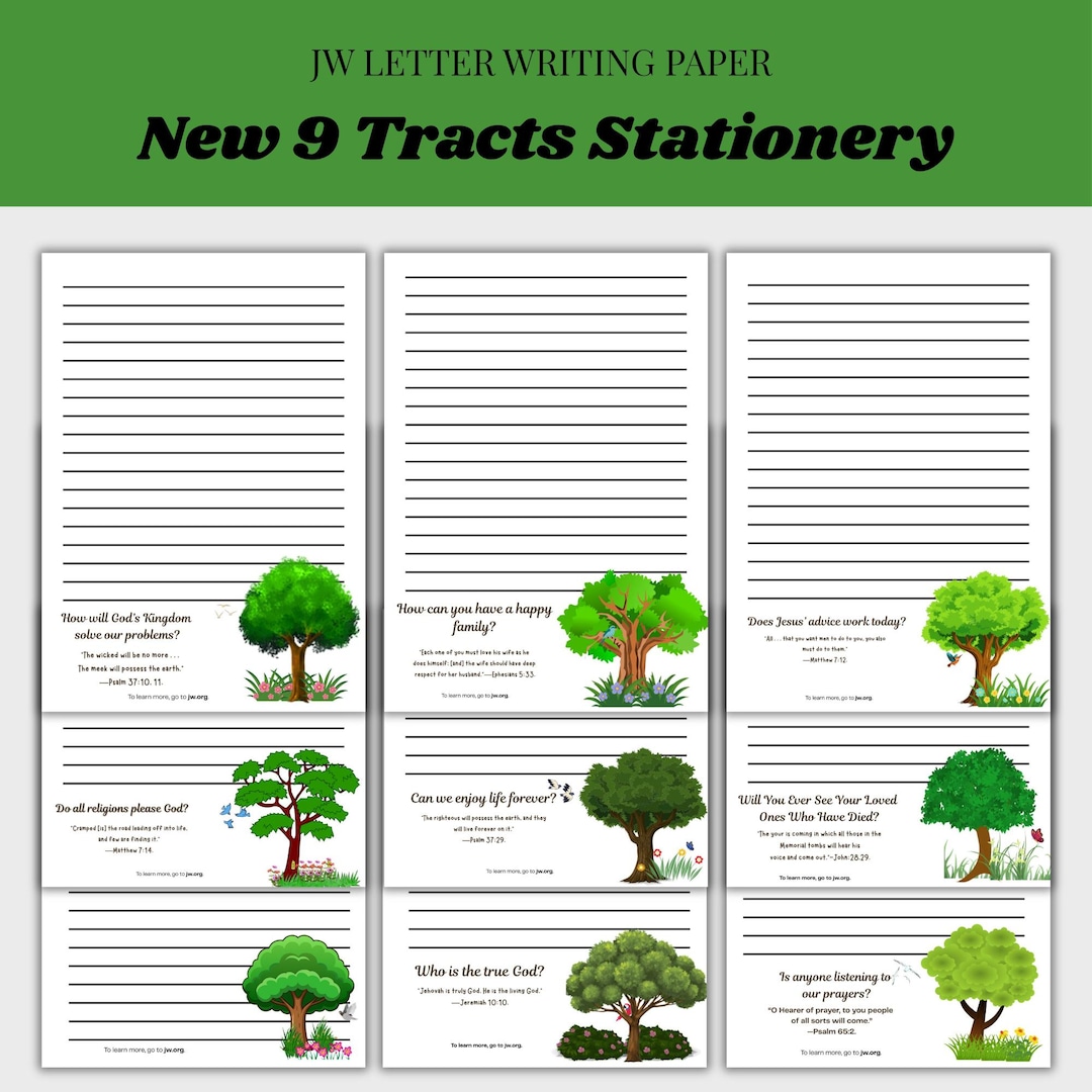 The Writing Tree Ree Ree JW Letter Writing Paper - Tree Design, Bible Verse (printable, A4 & US ...
