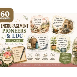 Pioneer & LDC Encouragement Stickers | Printable Jehovah's Witness Stickers | Ministry Volunteer Appreciation | JW Digital Download