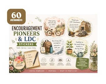 Pioneer & LDC Encouragement Stickers | Printable Jehovah's Witness Stickers | Ministry Volunteer Appreciation | JW Digital Download