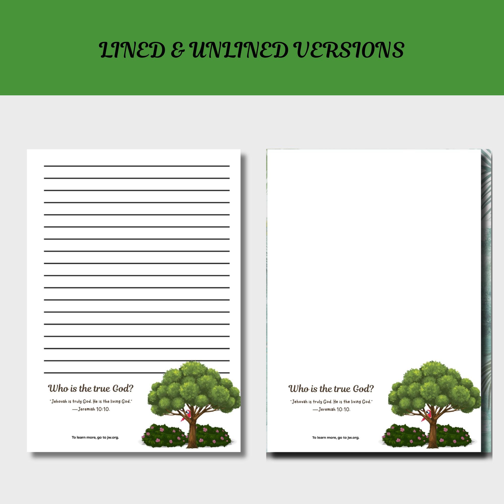 The Writing Tree Ree Ree JW Letter Writing Paper - Tree Design, Bible Verse (printable, A4 & US ...