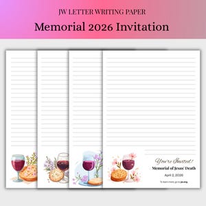 Briefpapier voor Memorial-uitnodiging 2026 - JW Letter-schrijfpapier (afdrukbaar, A4/US Letter-formaat)