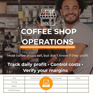Coffee Shop Operations Planner | Café Business Workbook | Menu Pricing, Cost Control & Profit Optimization