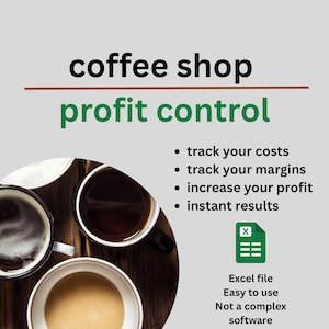 Coffee Shop Spreadsheet | Cafe Sales Tracker | Inventory and Menu Cost Calculator | Cafe Profit Tracker | Coffee Shop Business Spreadsheet