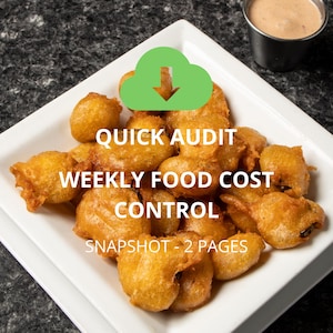 Weekly Food Cost Control Sheet | Restaurant Bar Margin Tracker | Food Waste Log | Kitchen Inventory Snapshot PDF