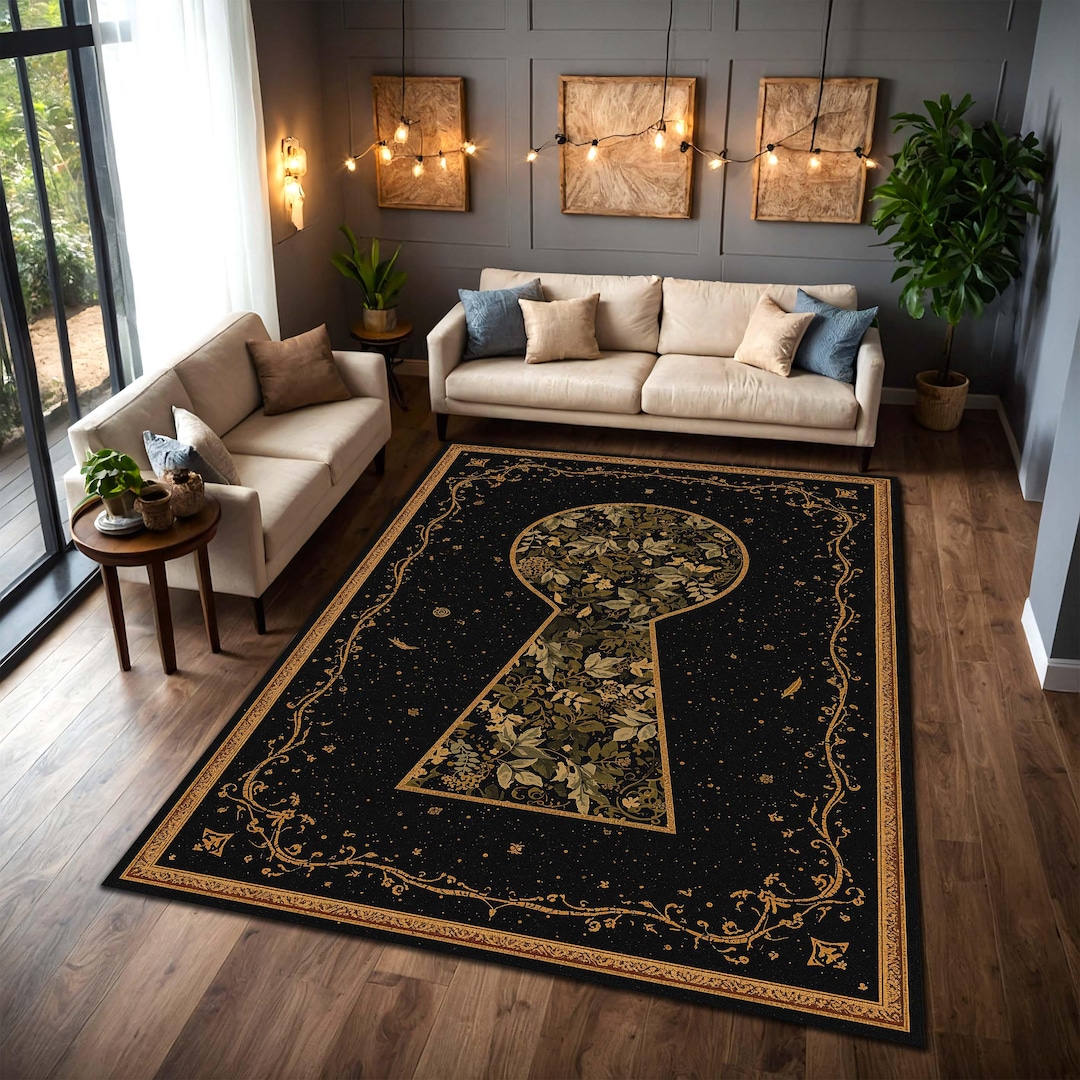 Dark Academia Keyhole Rug, Gothic Secret Garden Botanical Area Rug ...