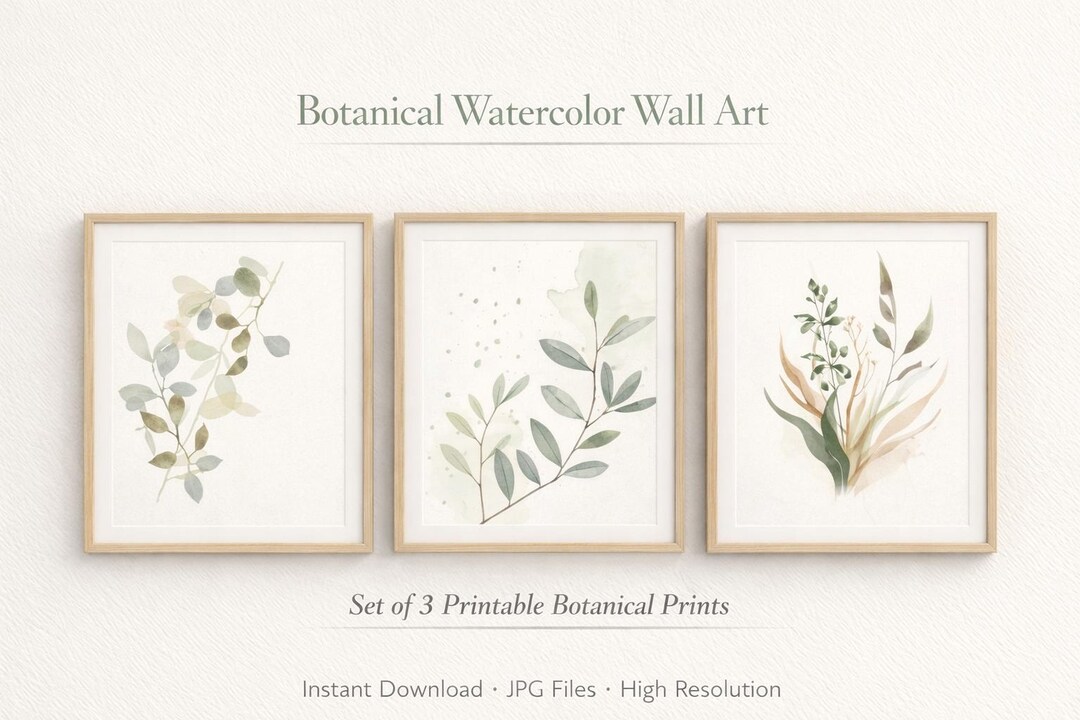 Botanical Watercolor Wall Art Set of 3 – Floral Botanical Prints ...