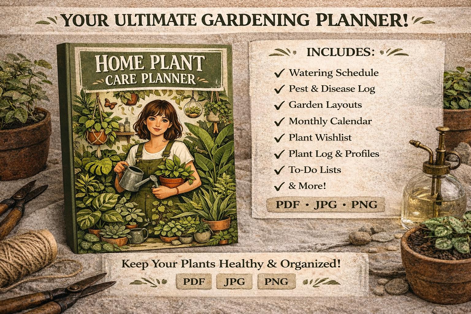 Home Plant Care Planner Canva Template | Editable Gardening Planner ...