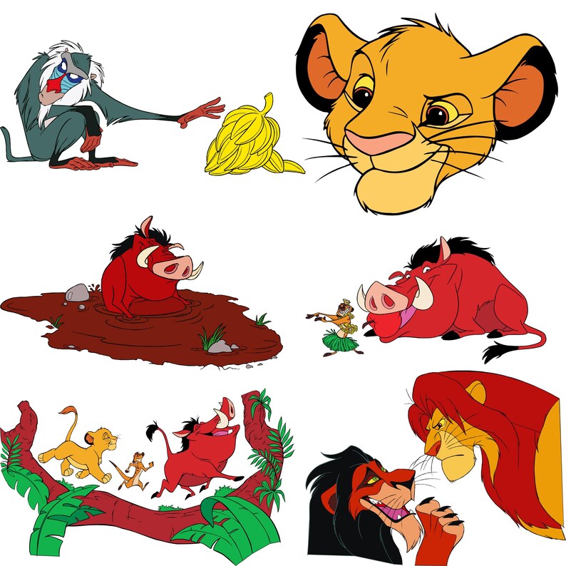 Simba Showcase 200+ Lion King Clipart Bundle: Simba & Pumbaa PNG, SVG (digital ...