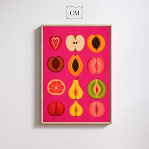 Bold Fruit Grid Poster | Pop Art Botanical Wall Art | Vibrant Modern Print