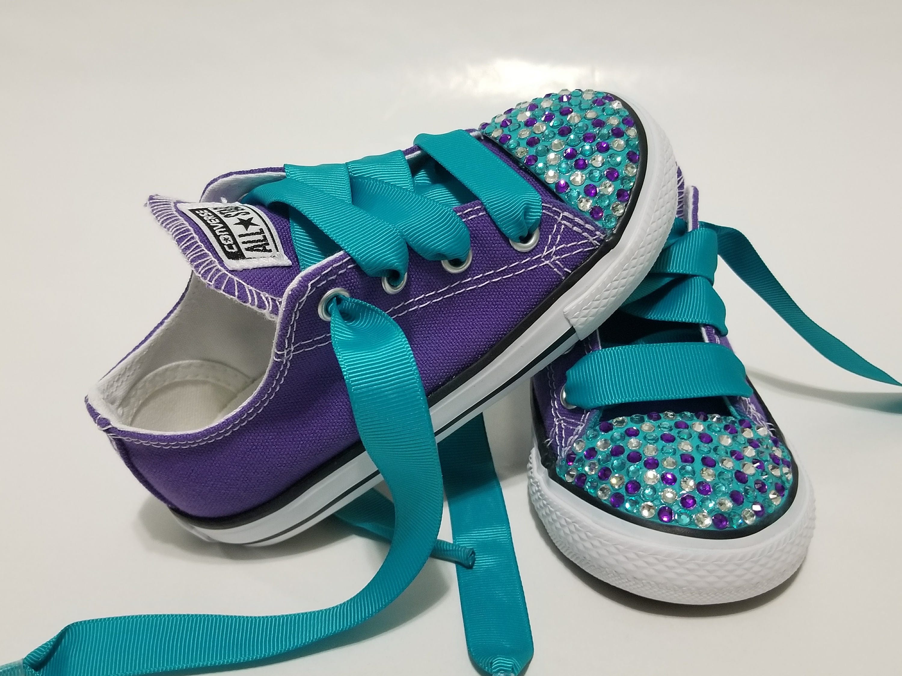 purple and turquoise shoes