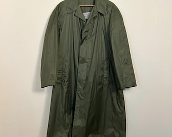 Vintage 1960s 70s Hovland Swanson Red Nylon Trench Coat // Size