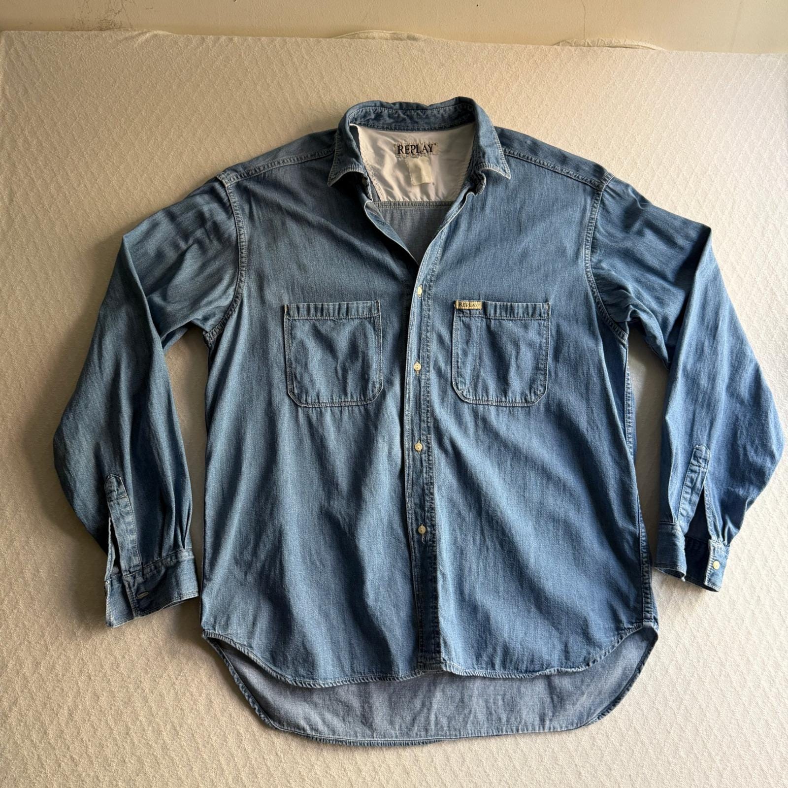 Replay, Vintage Replay Denim Button Down Shirt Workwear Blue Cotton Gorpcore XL Italy