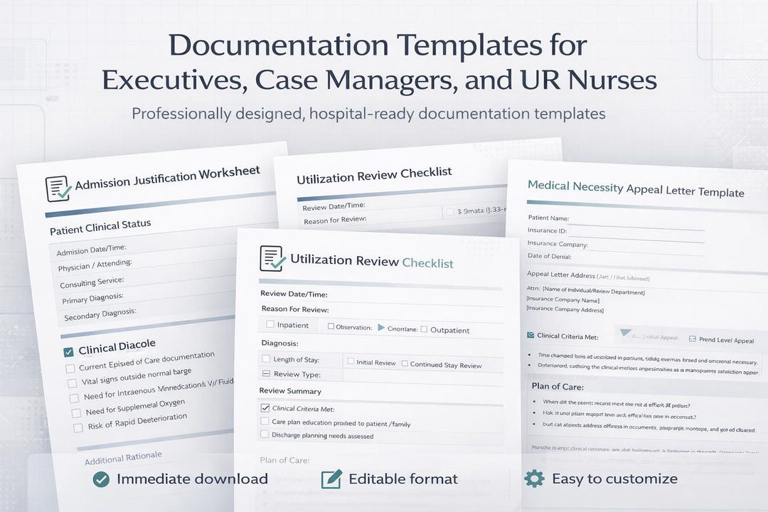 UM, Case Management & Revenue Templates | AI Utilization - Etsy