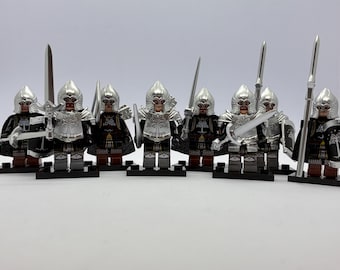 Set di minifigure di soldati in stile Gondor – Guerrieri fantasy medievali del Signore degli Anelli – Personaggi in mattoncini dell'esercito del Regno