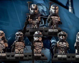 Wolf Pack Clone Trooper Squad Minifigures – 7 Elite Space Soldiers – Sci-Fi Army Brick Figures