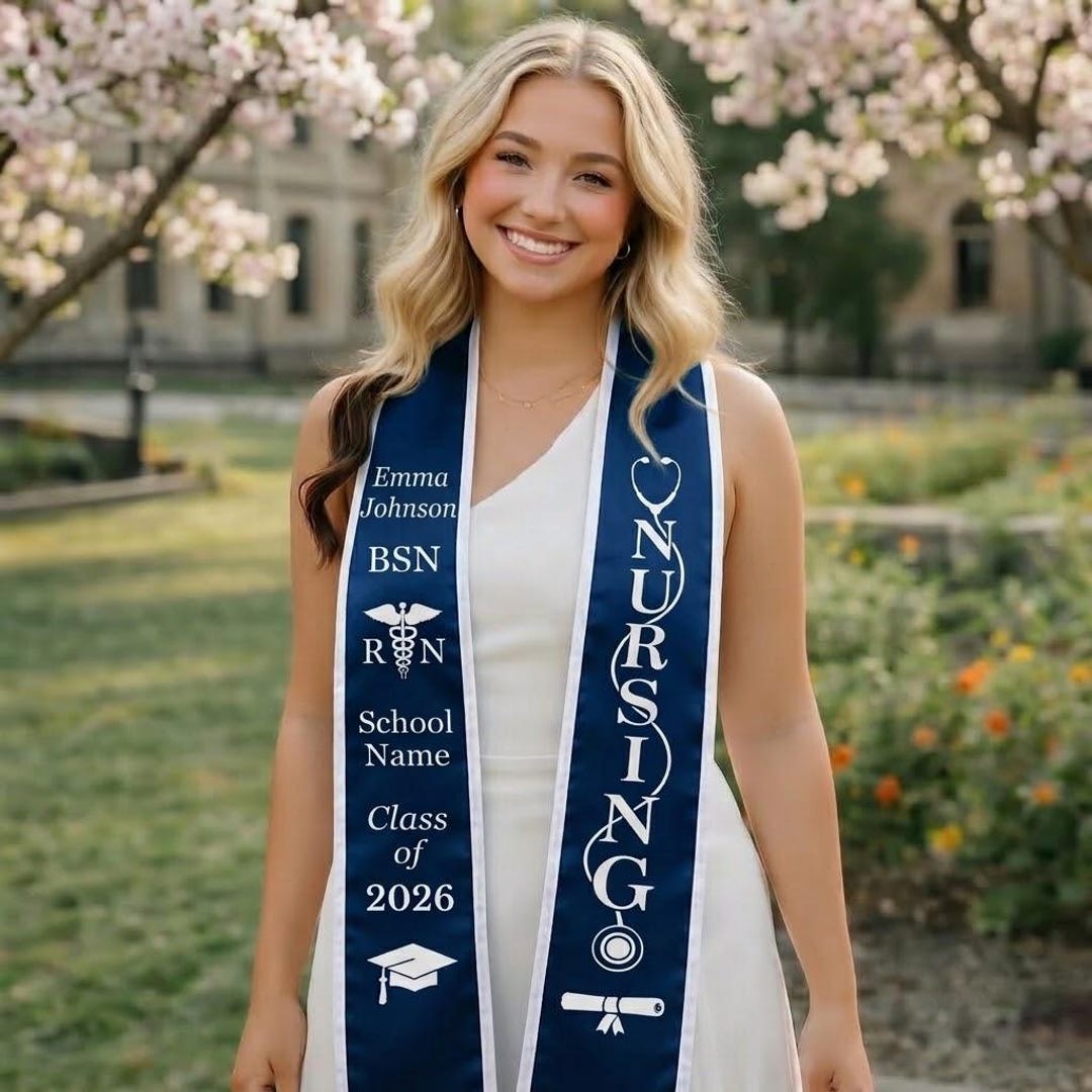 Personalized Nursing Graduation Stole 2026, Custom RN BSN ASN Grad Sash ...