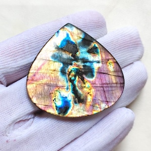 No 1 AAA Labradorite Cabochon Shield Shape, Purple Blue Gold Flash, Loose Gemstone, Wire Wrap Jewelry Supply