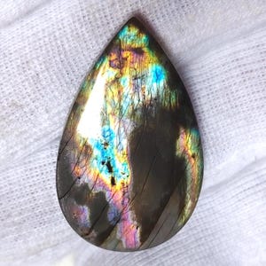 Flashy Rainbow Labradorite Pear Cabochon – Natural Labradorite Loose Gemstone, Multicolor Fire, Jewelry Making Pendant Stone,Healing Crystal