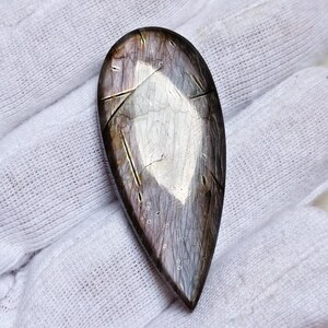 Labradorite Teardrop Cabochon – Subtle Flash Brown Grey Gemstone, Pear Shape Pendant Stone Supply