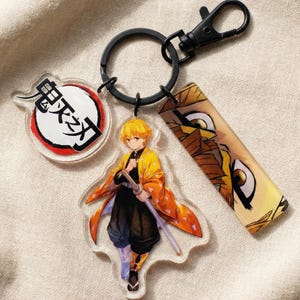 Zenitsu Agatsuma Acrylic Keychain Bundle, Anime Manga Bag Accessory, Double Sided Charm