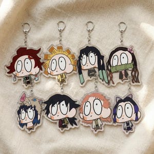 Chaveiro de acrílico Demon Slayer, pingente de meme de anime engraçado, acessório para bolsa de mangá