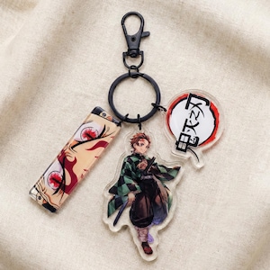 Lot de porte-clés en acrylique Tanjiro Kamado pour tueur d'anime, accessoire de sac manga recto-verso