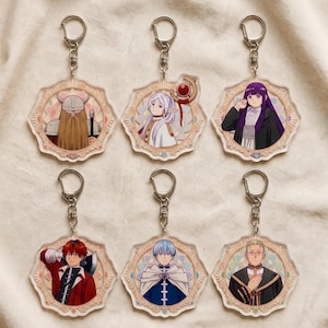 Frieren Beyond Journeys End Keychain, Fern Himmel Acrylic Charm, Light Academia Bag Accessory, Cottagecore Anime Gift, Cozy Otaku Keyring