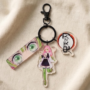 Demon Slayer Mitsuri Kanroji Acrylic Keychain Bundle, Kawaii Anime Bag Accessory