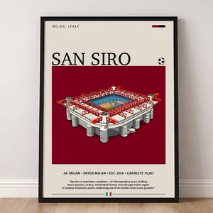 San Siro Stadion Art Print, AC Milan & Inter Milan, Minimalistisches Fußball Poster (Digitaler Download)