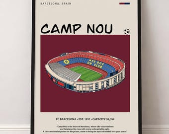 Póster del estadio Camp Nou, arte del Barcelona (descarga digital)