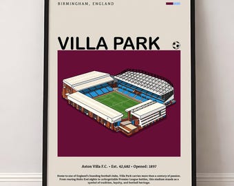 Impresión del estadio Villa Park / Póster de fútbol del Aston Villa (Descarga digital)