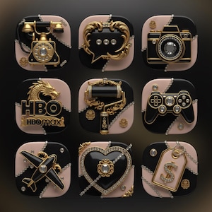 Luxe Dynasty Ikonen | 260+ Luxus Schwarz Gold App Icons für iPhone & Android