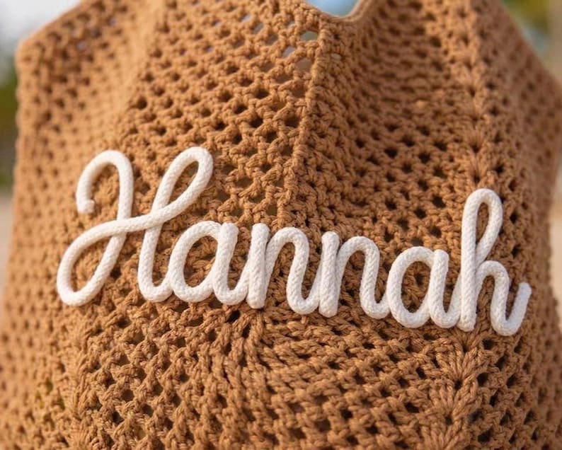 Personalisierte Strandtasche, häkeln Strandtaschen, Brautjungfer Strandtasche, Reise-Strandtasche, Sommerferien Tote, Braut-Strandtasche, Mädchentasche Bild 4