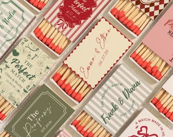 Scatole di fiammiferi personalizzate per matrimoni, bomboniere personalizzate all'ingrosso con il tuo design, addio al nubilato e festa prematrimoniale, monogramma Perfect Match